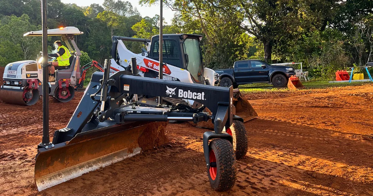 Bobcat and attachments displayed in Cairns